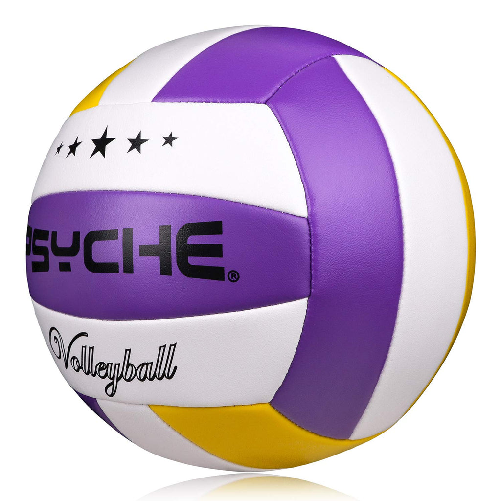 Craques Psyche purple white and yellow official size 5 volleyball with star design