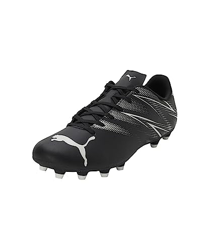 PUMA Men’s Soccer Cleats Lightweight Firm Ground Shoes - 7.5 Big Kid / Puma Black Silver Mist