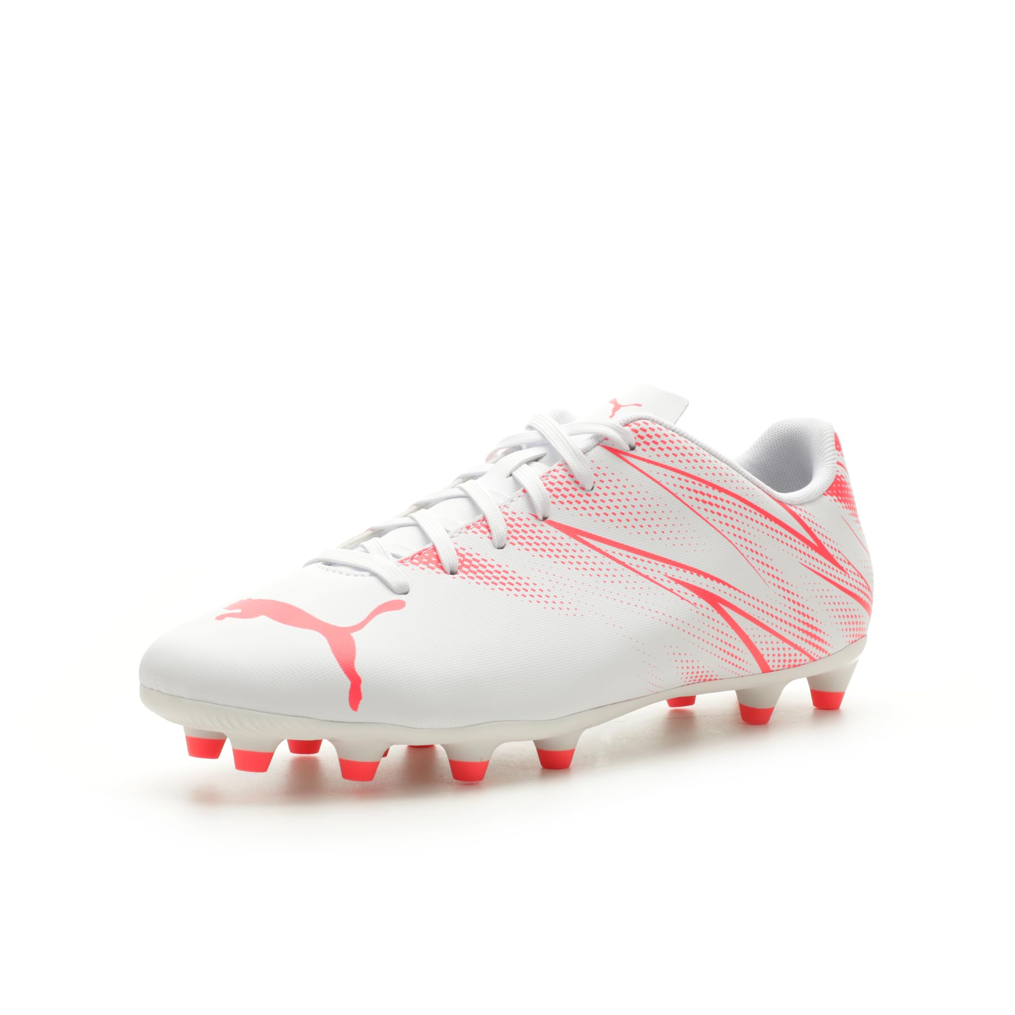 PUMA Men’s Soccer Cleats Lightweight Firm Ground Shoes - 12.5 / Puma White-fire Orchid