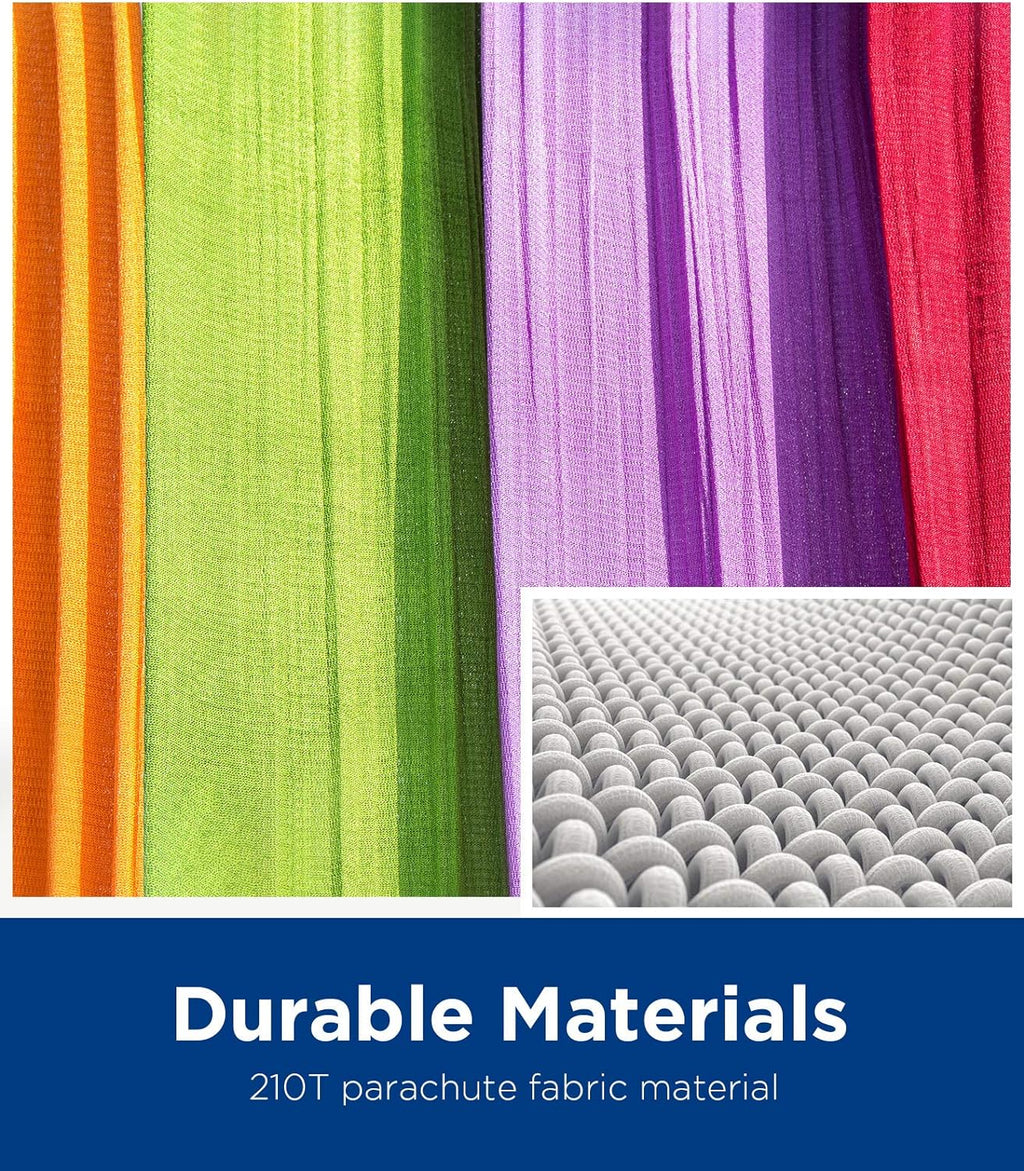 Close-up of colorful durable 210T parachute fabric materials for ultralight camping hammock by craques