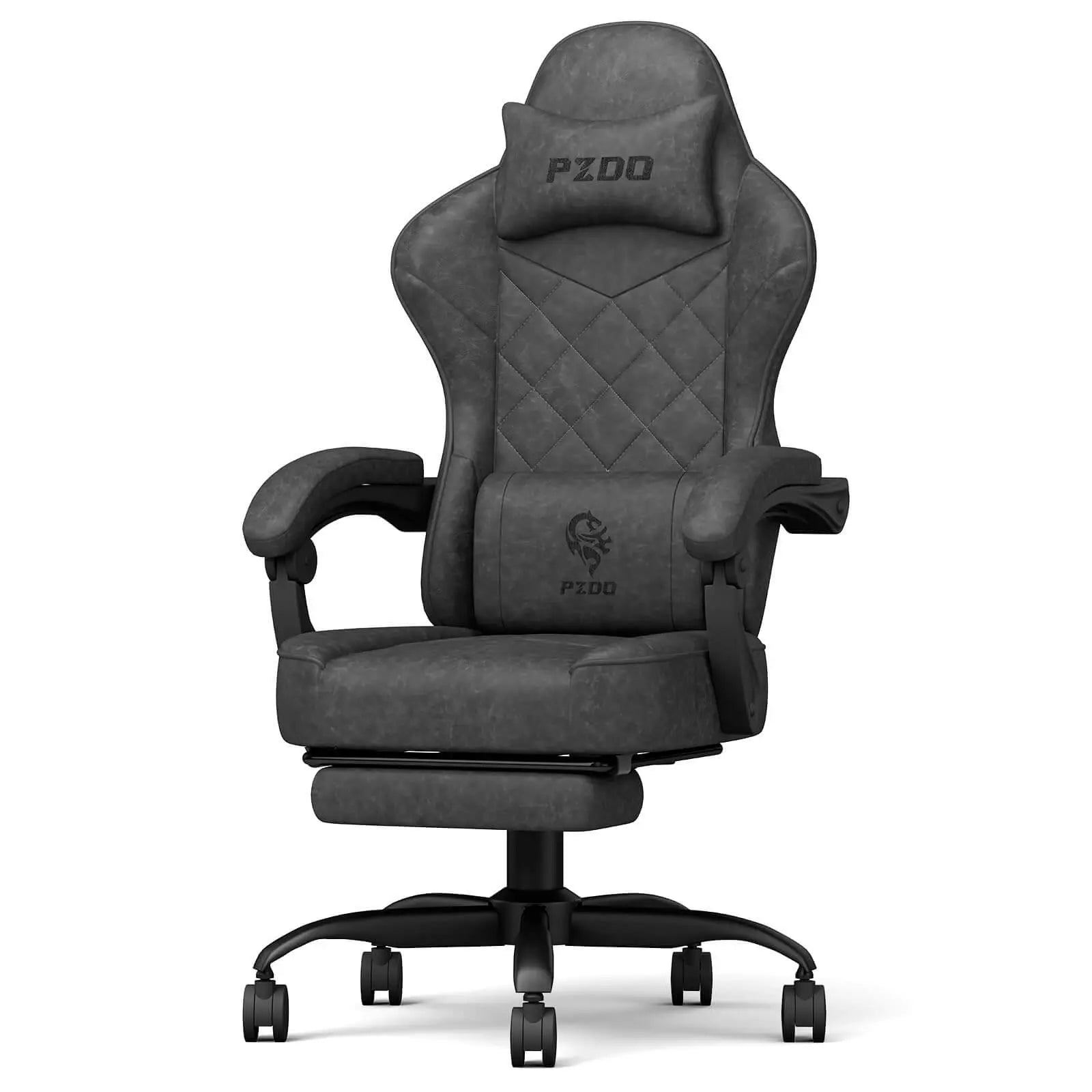 Ergonomic gaming chair for adults in black with adjustable armrests and padded headrest by craques
