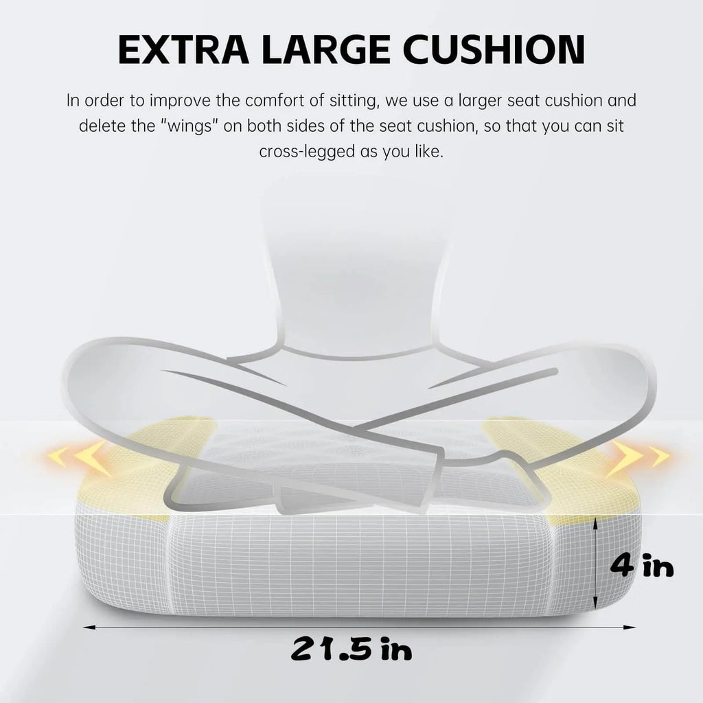 Ergonomic gaming chair for adults with extra large 21.5 inch wide and 4 inch thick seat cushion for comfort