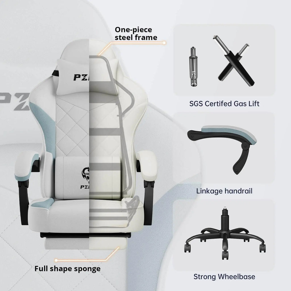 Ergonomic gaming chair for adults by craques with steel frame, gas lift, linkage handrail, and strong wheelbase