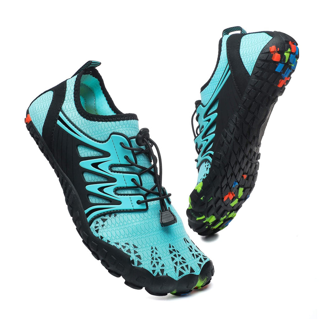 craques quick-dry water shoes for men and women in teal and black with flexible sole and adjustable laces