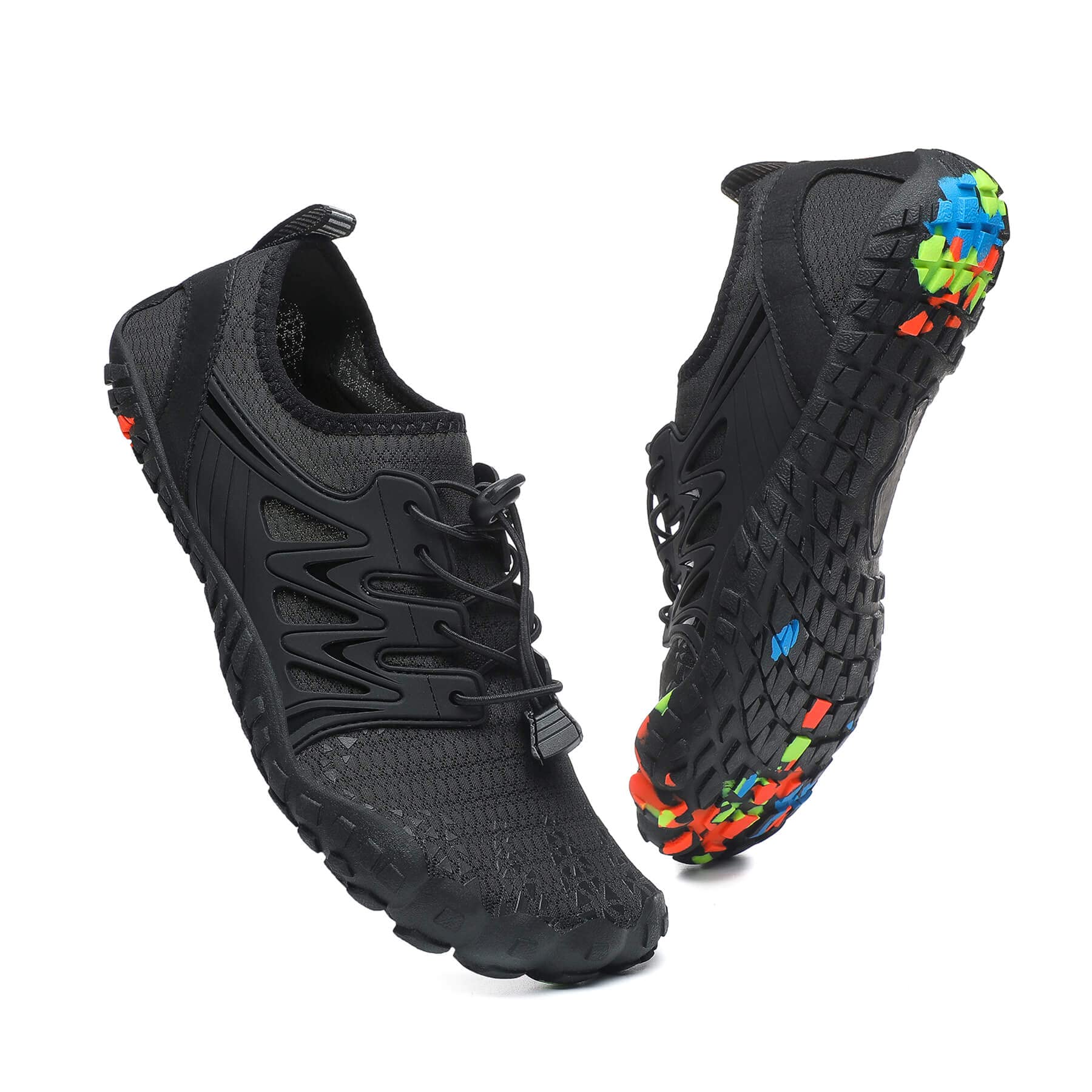 Craques quick-dry water shoes for men and women in black with colorful durable soles