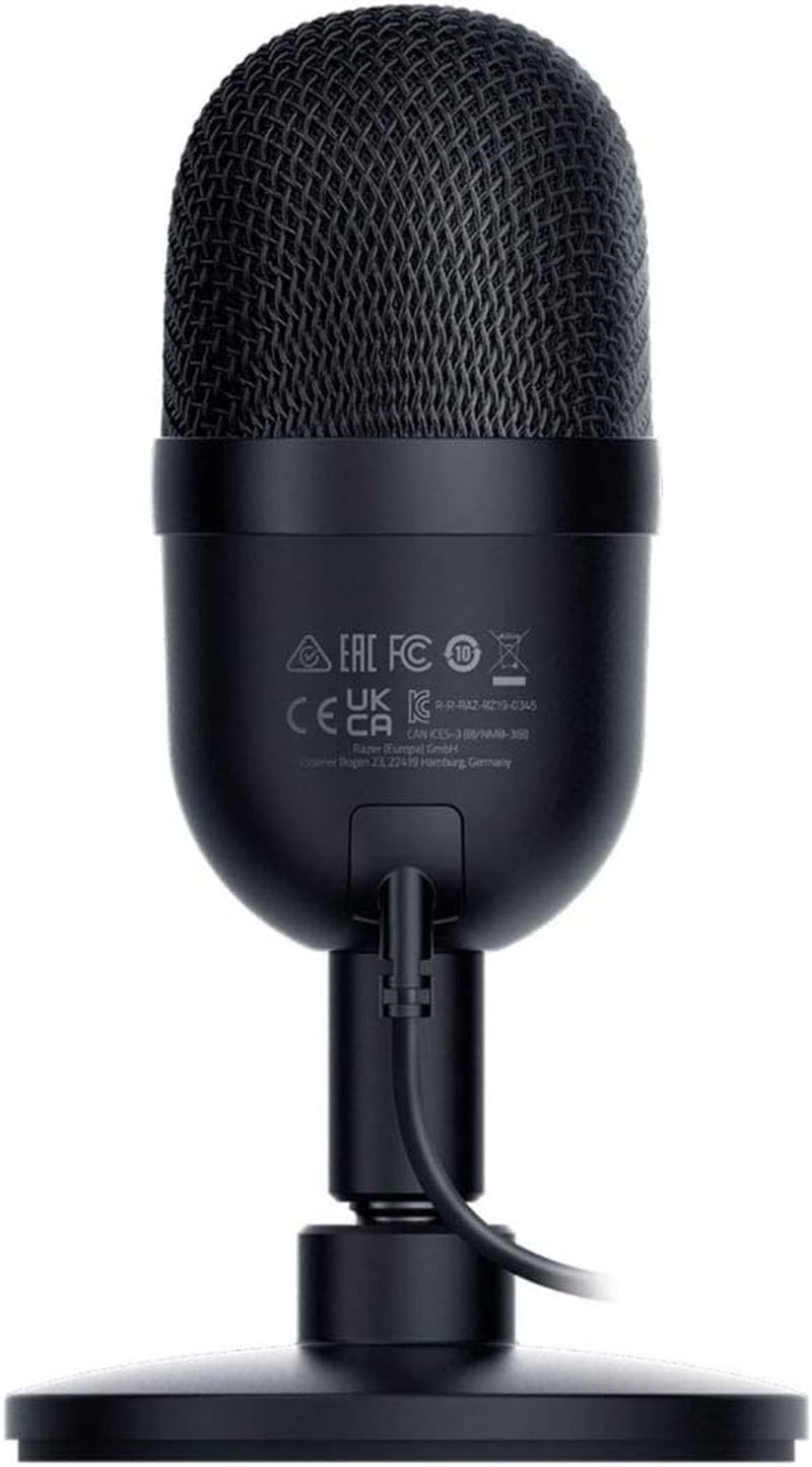 Seiren Mini USB condenser microphone by craques with black mesh grille and sturdy base