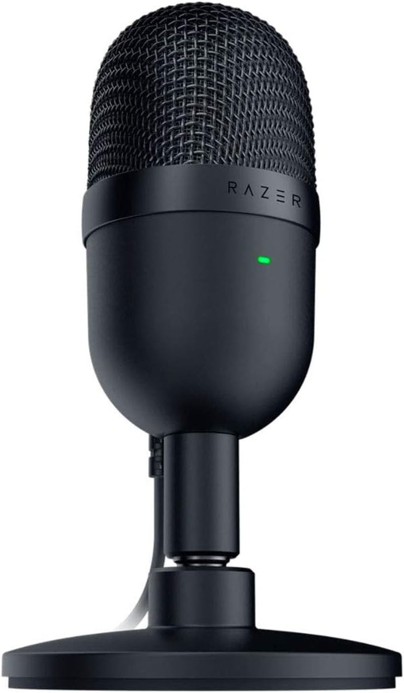 Seiren Mini USB condenser microphone in black with sturdy base and mesh grille by craques