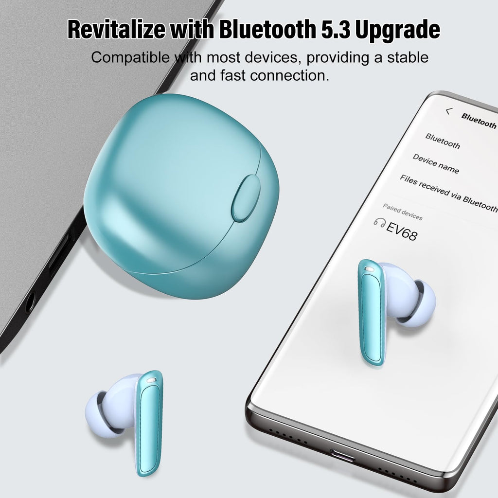craques real time translation earbuds with Bluetooth 5.3 shown with charging case and smartphone