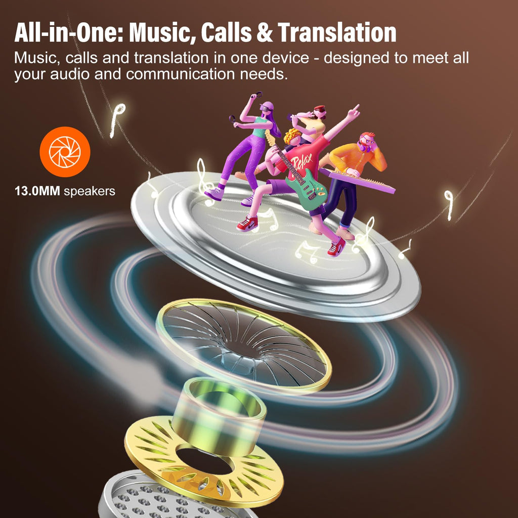 craques real time translation earbuds featuring 13.0MM speakers for music calls and translation