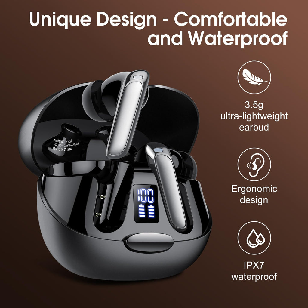 Craques real time translation earbuds in black with ergonomic design and waterproof charging case