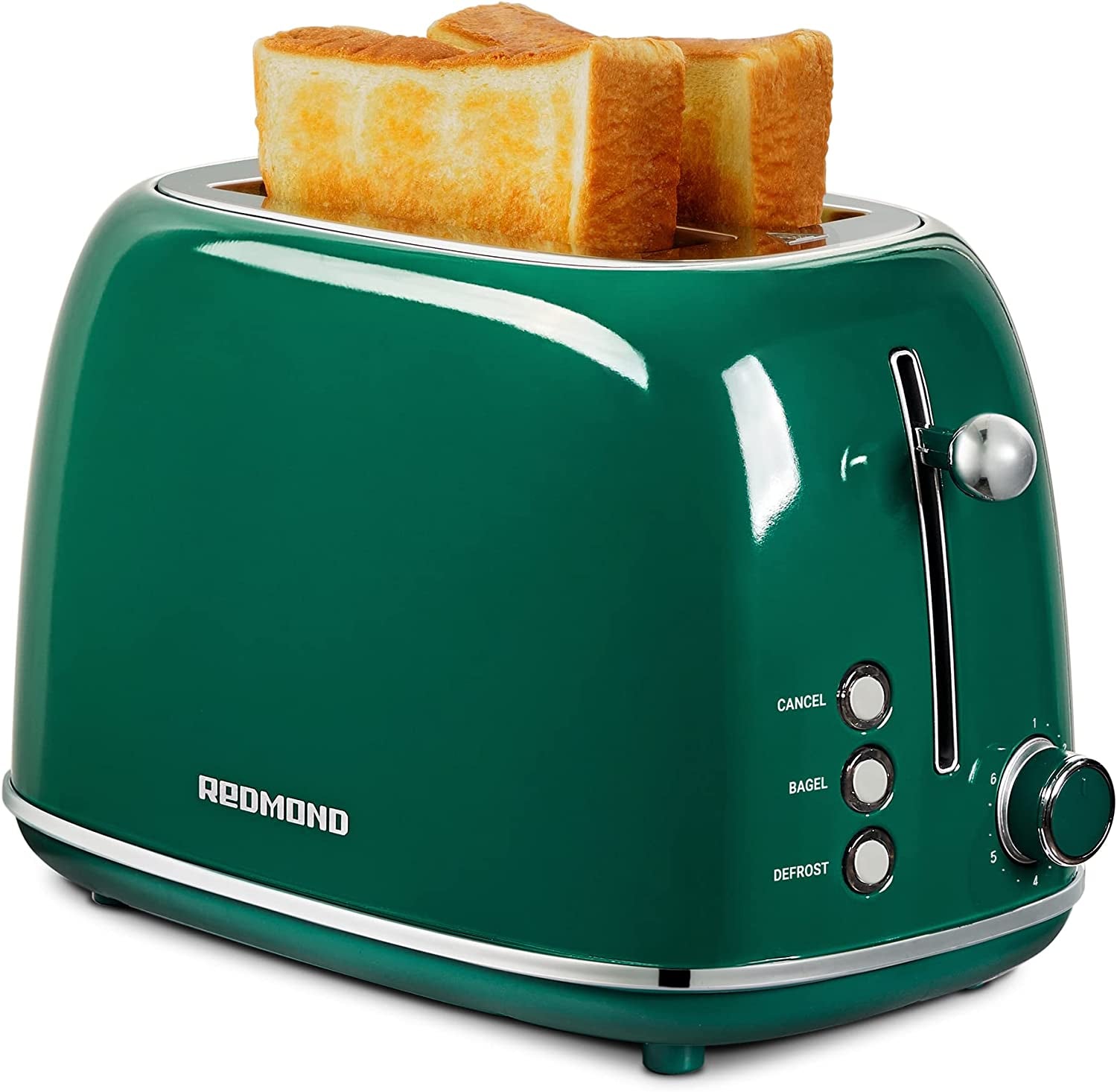 Craques retro stainless steel toaster in green with toasted bread slots and control buttons