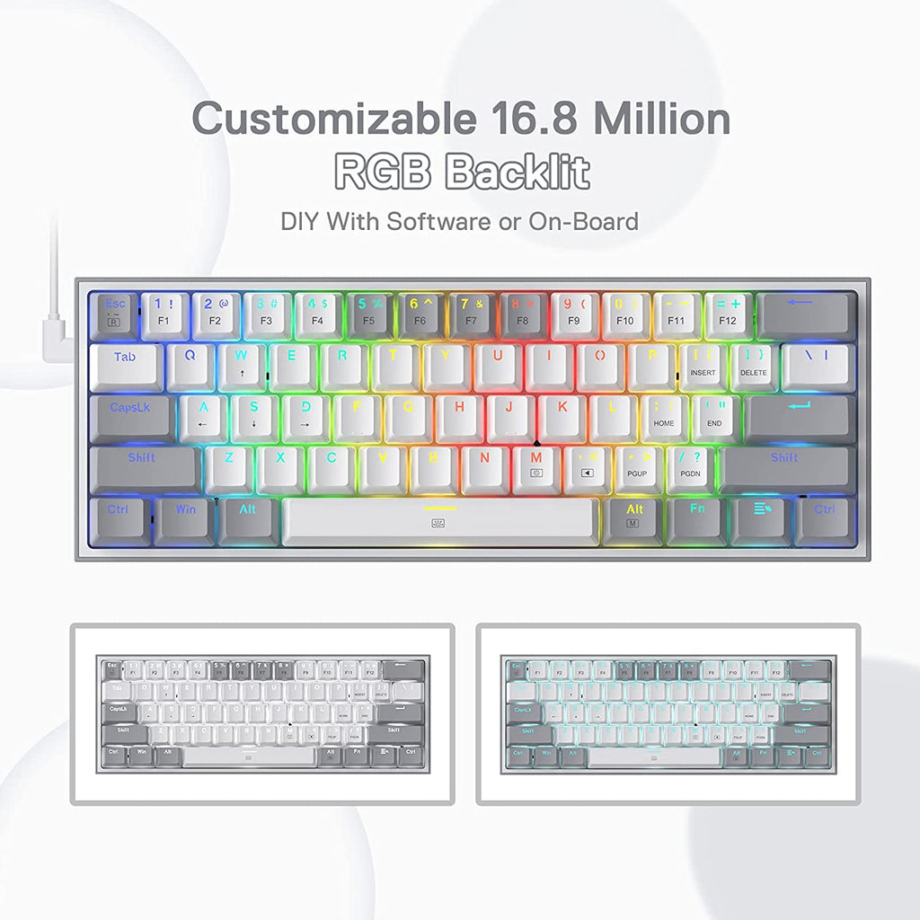 Craques 60% mechanical gaming keyboard with customizable 16.8 million RGB backlit keys and compact design
