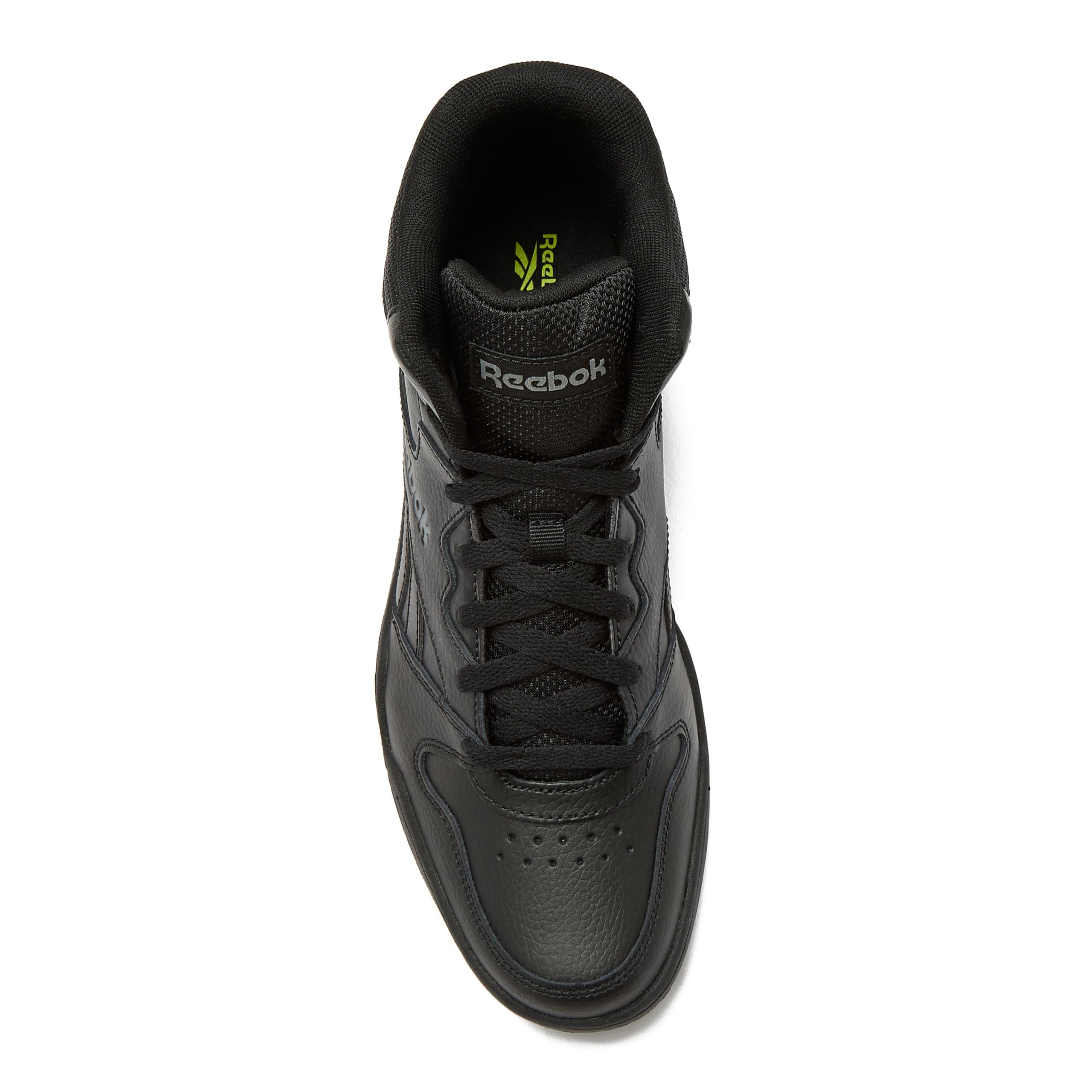 Black Reebok basketball shoes for men with lace-up design and cushioned interior