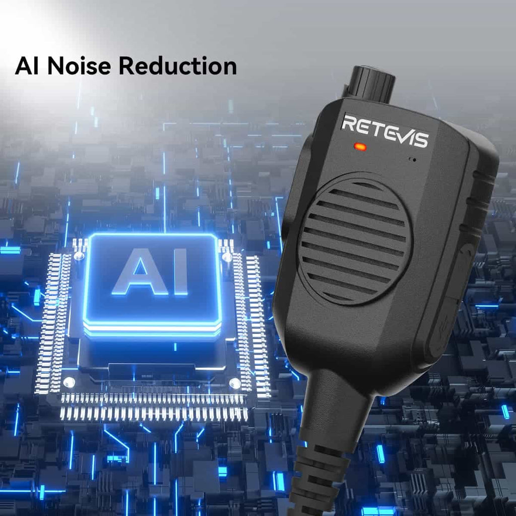 AI Noise-Canceling Speaker Mic – Retevis HK011 2-Pin Connector, Clear Voice Transmission