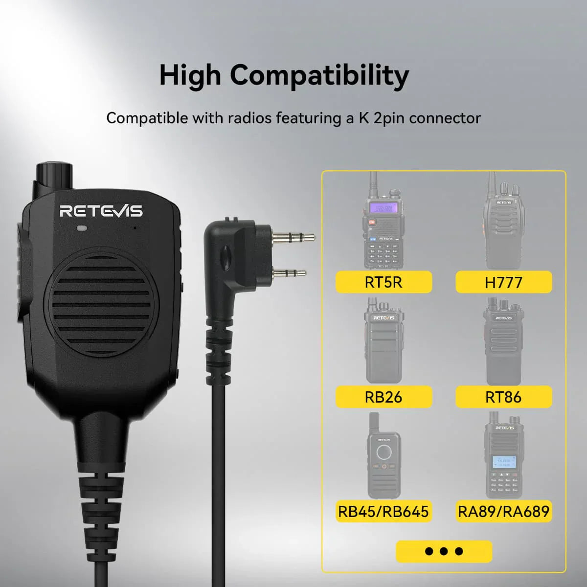 AI Noise-Canceling Speaker Mic – Retevis HK011 2-Pin Connector, Clear Voice Transmission