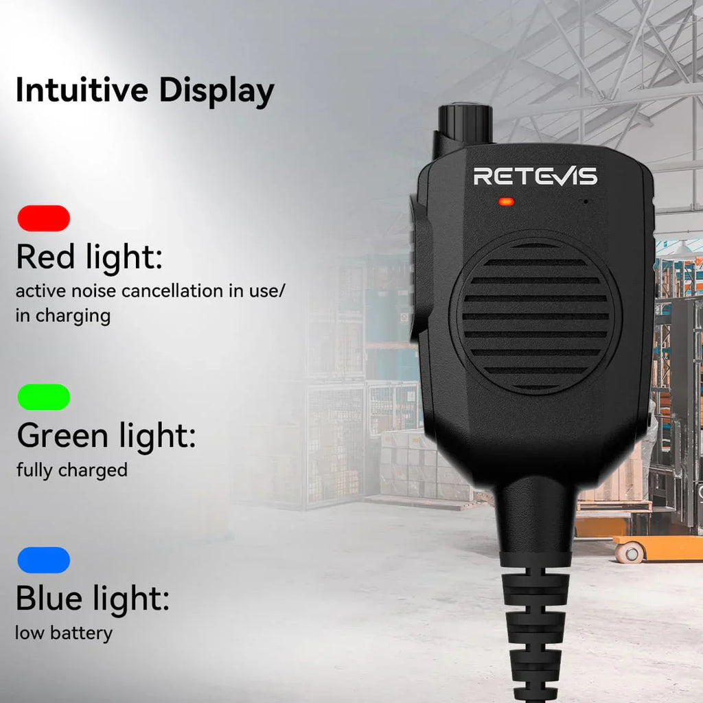 AI Noise-Canceling Speaker Mic – Retevis HK011 2-Pin Connector, Clear Voice Transmission