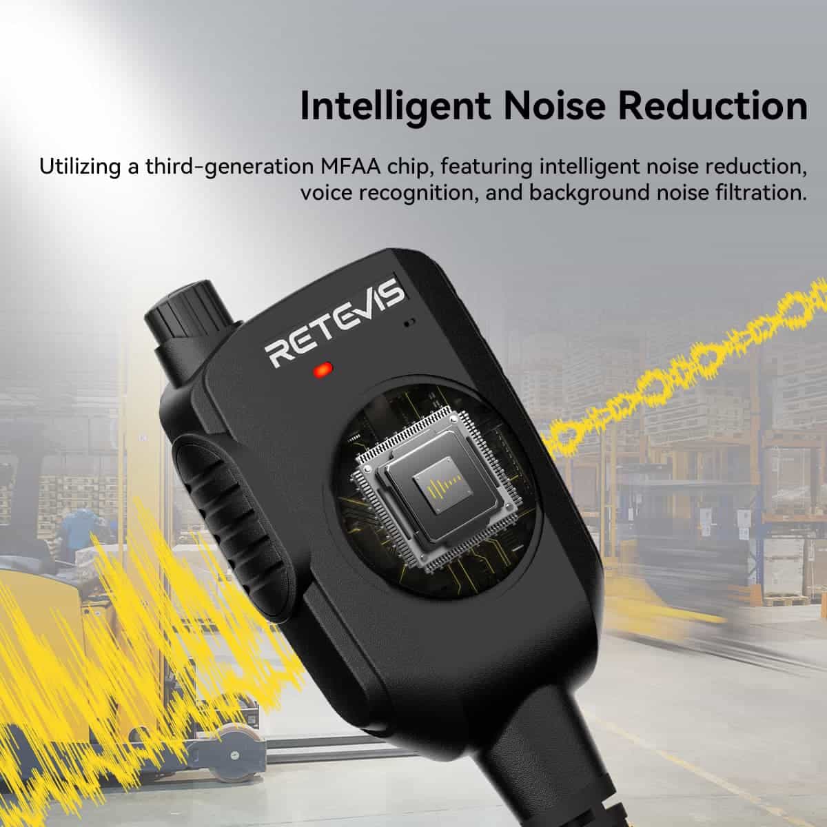 AI Noise-Canceling Speaker Mic – Retevis HK011 2-Pin Connector, Clear Voice Transmission