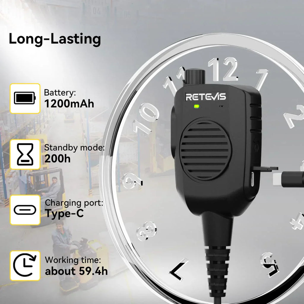 AI Noise-Canceling Speaker Mic – Retevis HK011 2-Pin Connector, Clear Voice Transmission