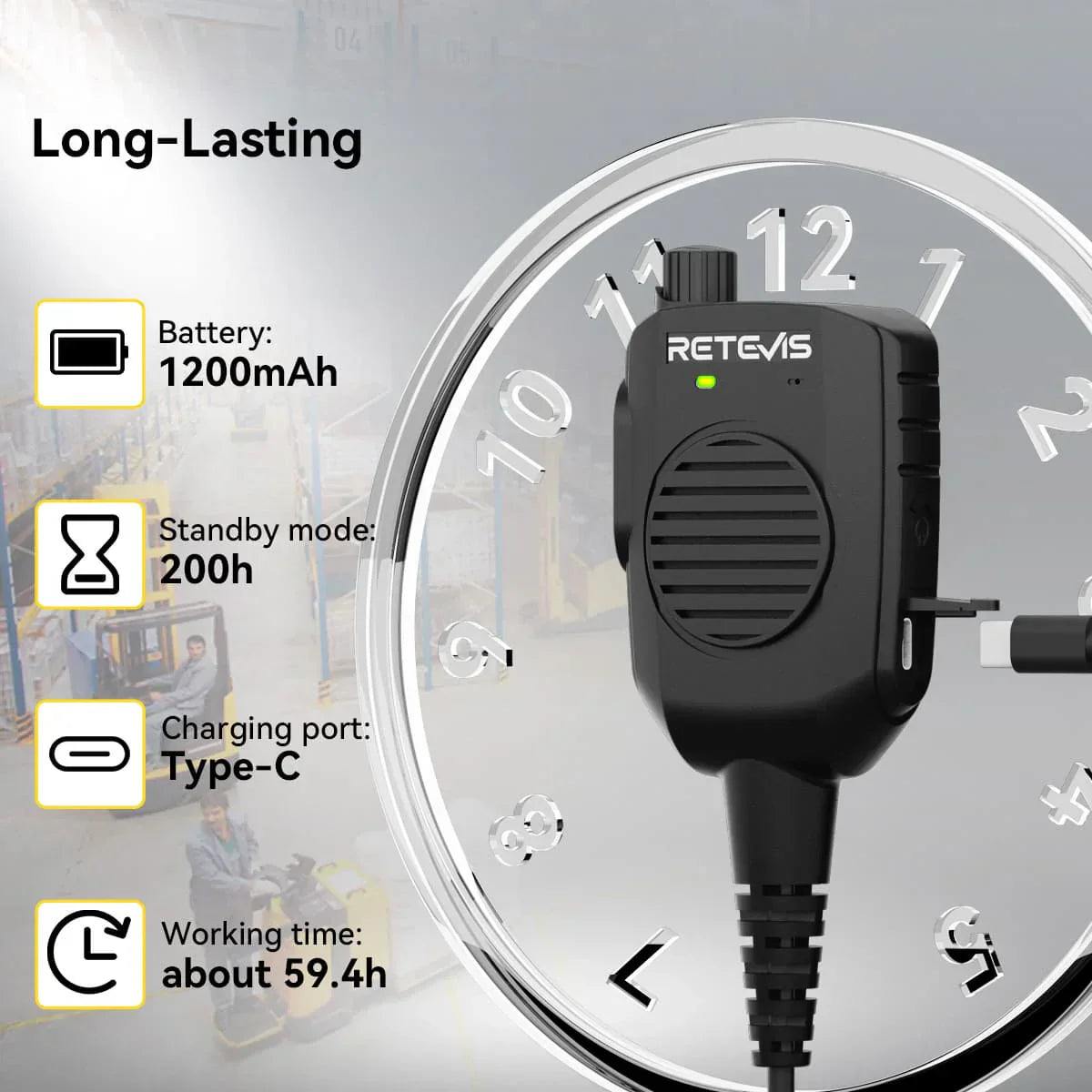 AI Noise-Canceling Speaker Mic – Retevis HK011 2-Pin Connector, Clear Voice Transmission