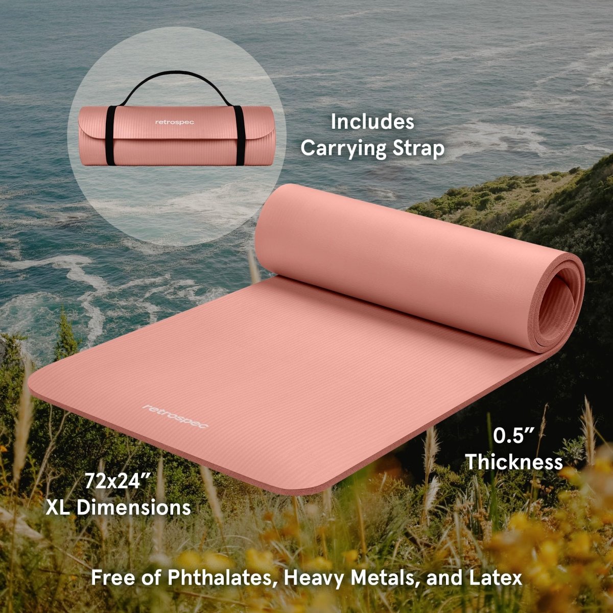 Retrospec Solana Yoga Mat 1/2" Thick - craques