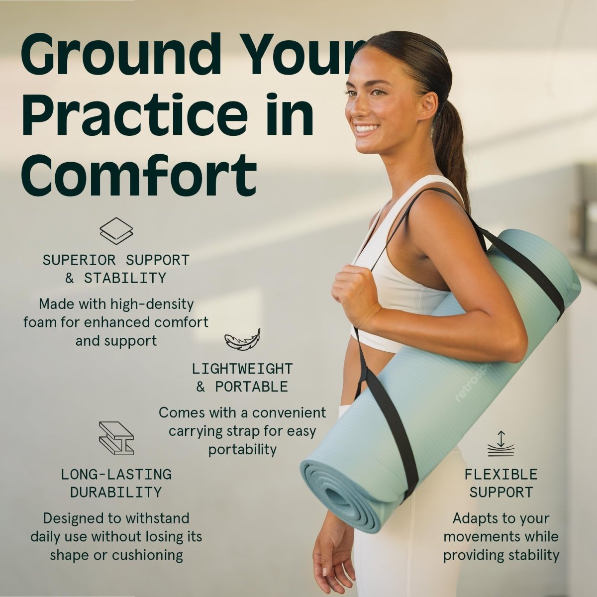 Retrospec Solana Yoga Mat 1/2" Thick - craques