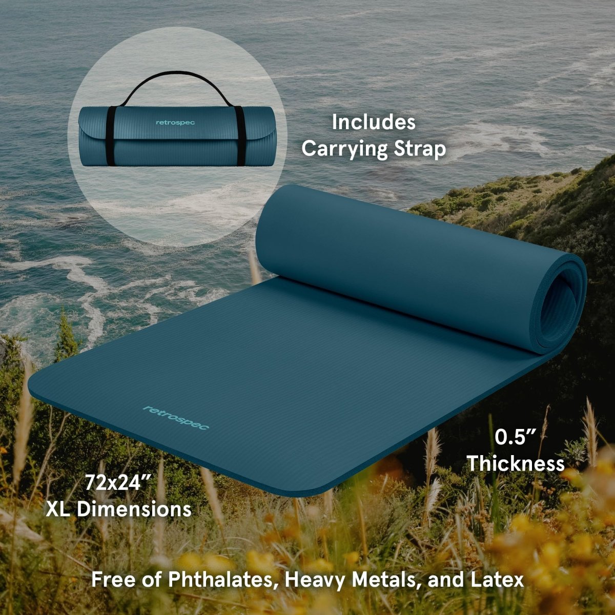 Retrospec Solana Yoga Mat 1/2" Thick - craques