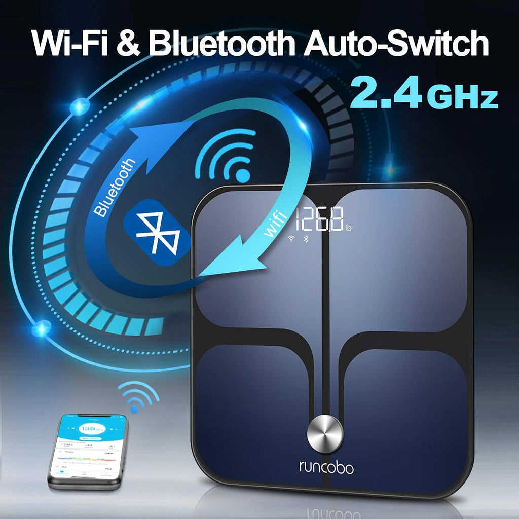 Smart digital body fat scale with Wi-Fi and Bluetooth auto-switch 2.4 GHz connectivity by craques