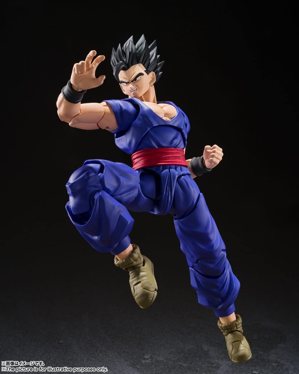 S.H. Figuarts Ultimate Gohan figure in blue outfit with red belt and dynamic action pose