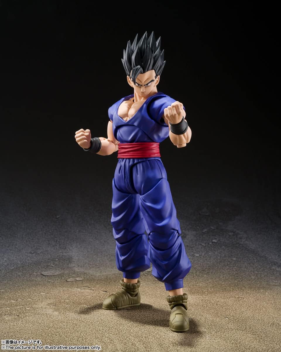S.H. Figuarts Ultimate Gohan figure by craques in blue outfit with red belt and spiky black hair