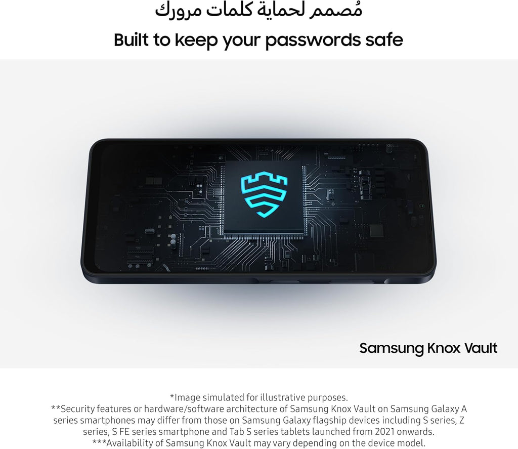 Samsung Galaxy A06 unlocked smartphone showcasing Samsung Knox Vault security for password protection