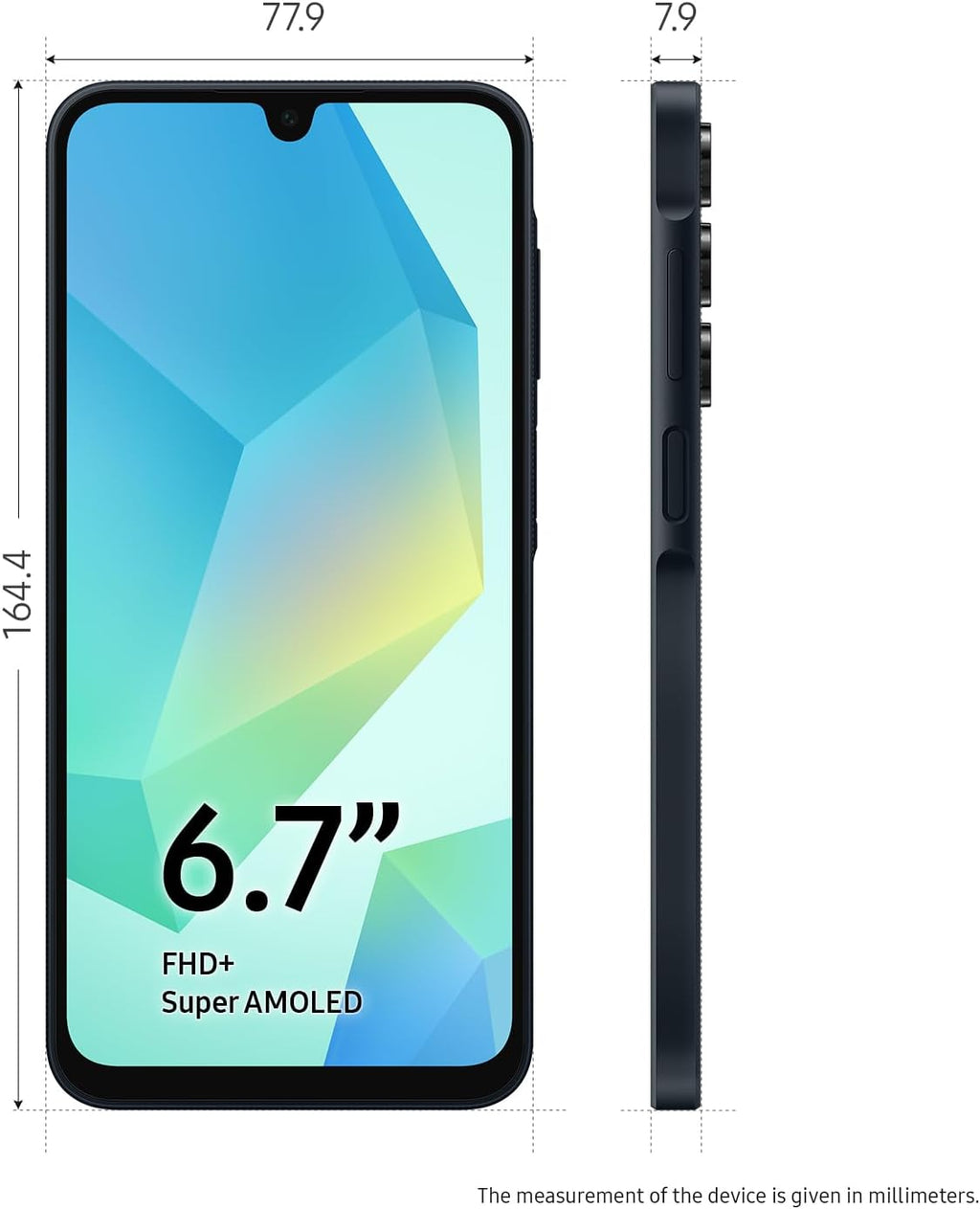Samsung Galaxy A16 5G unlocked phone with 6.7 inch FHD+ Super AMOLED display and slim design
