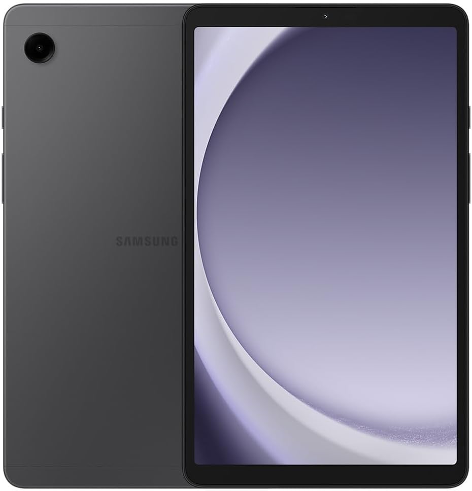 Samsung Galaxy Tab A9 8.7 inch tablet front and back view in dark gray color