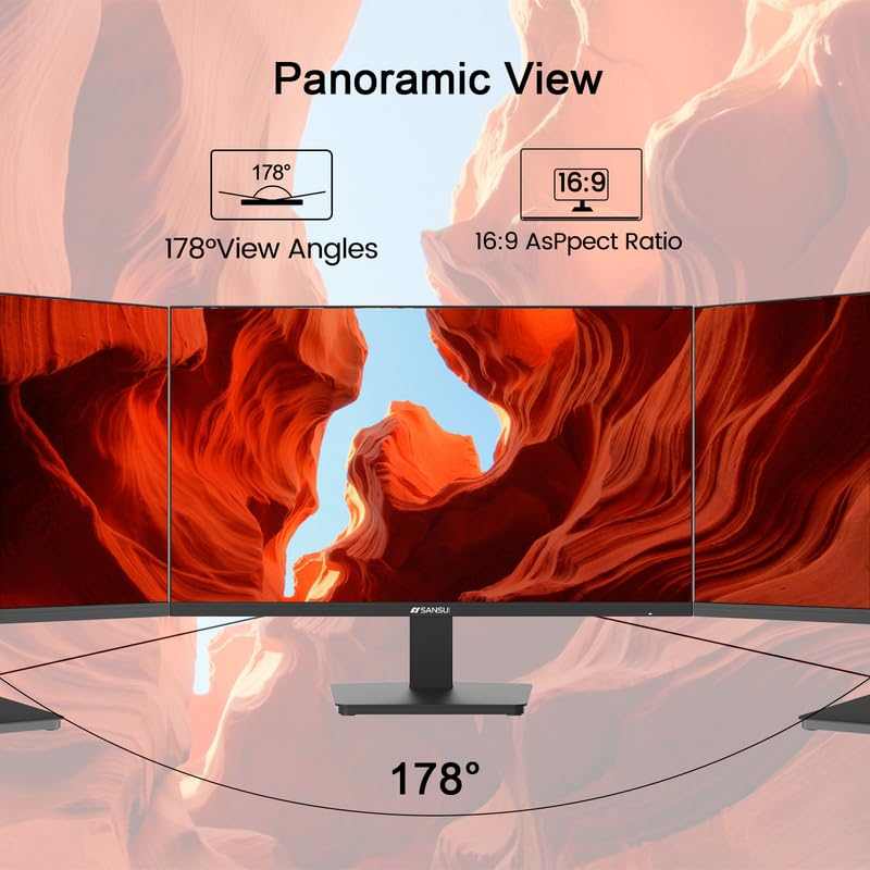 Craques 27 Inch Curved Gaming Monitor with 178-degree wide viewing angles and 16:9 aspect ratio displaying panoramic vivid landscape