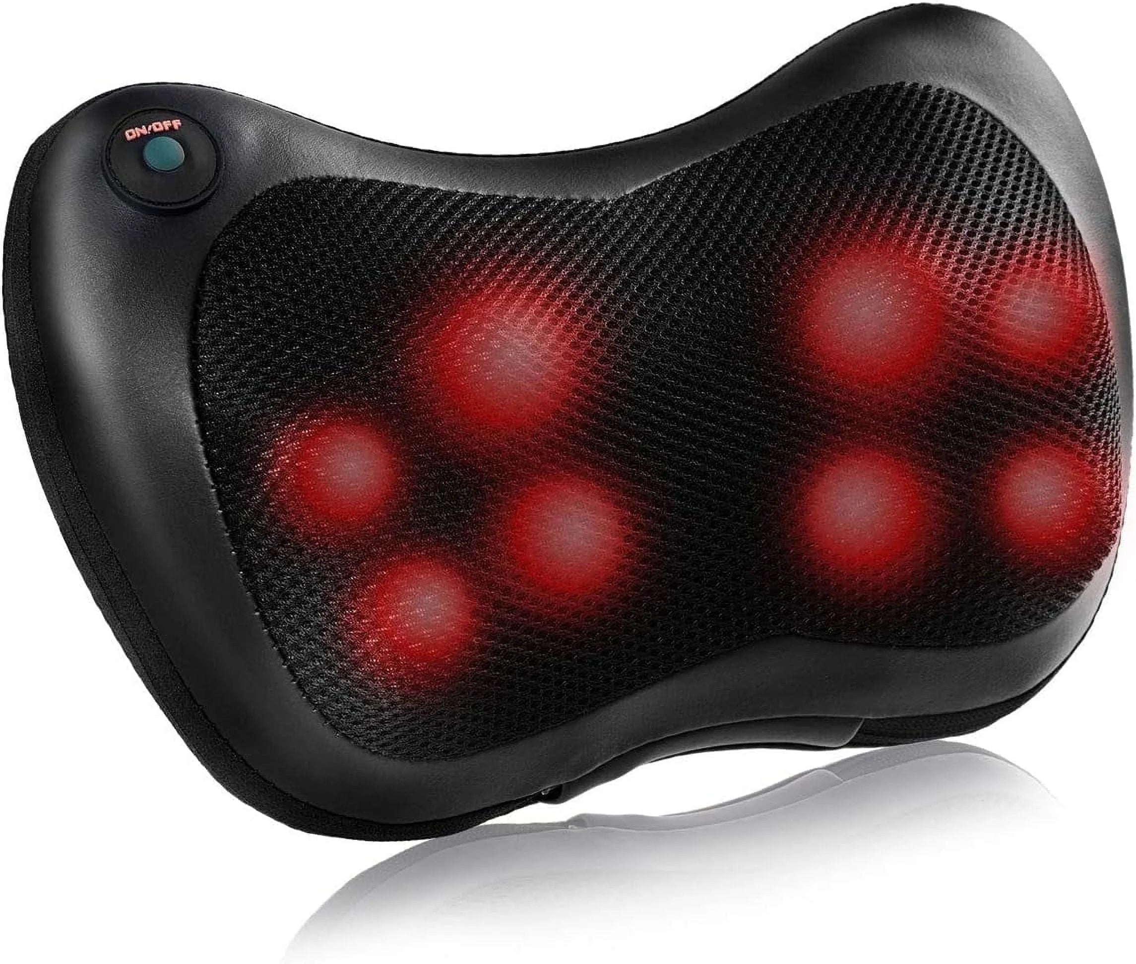 Craques shiatsu back and neck massager in black with red heat indicator lights and on off button