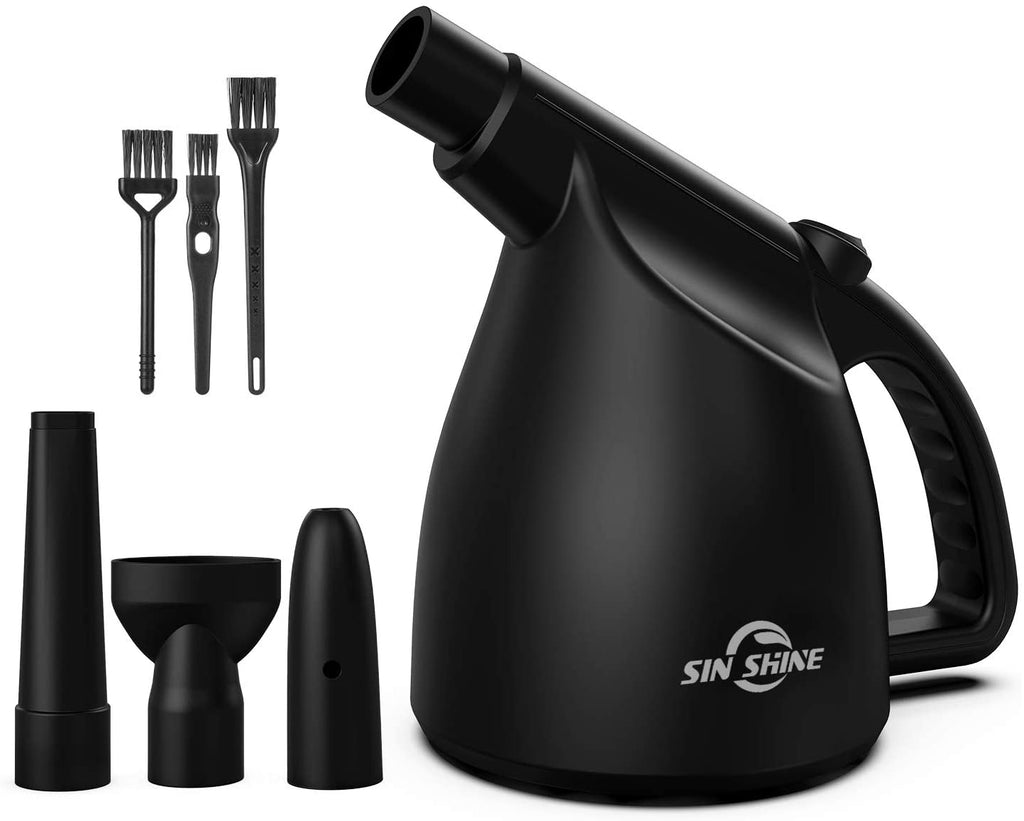 Craques electric air duster for electronics with multiple nozzle attachments and cleaning brushes in black