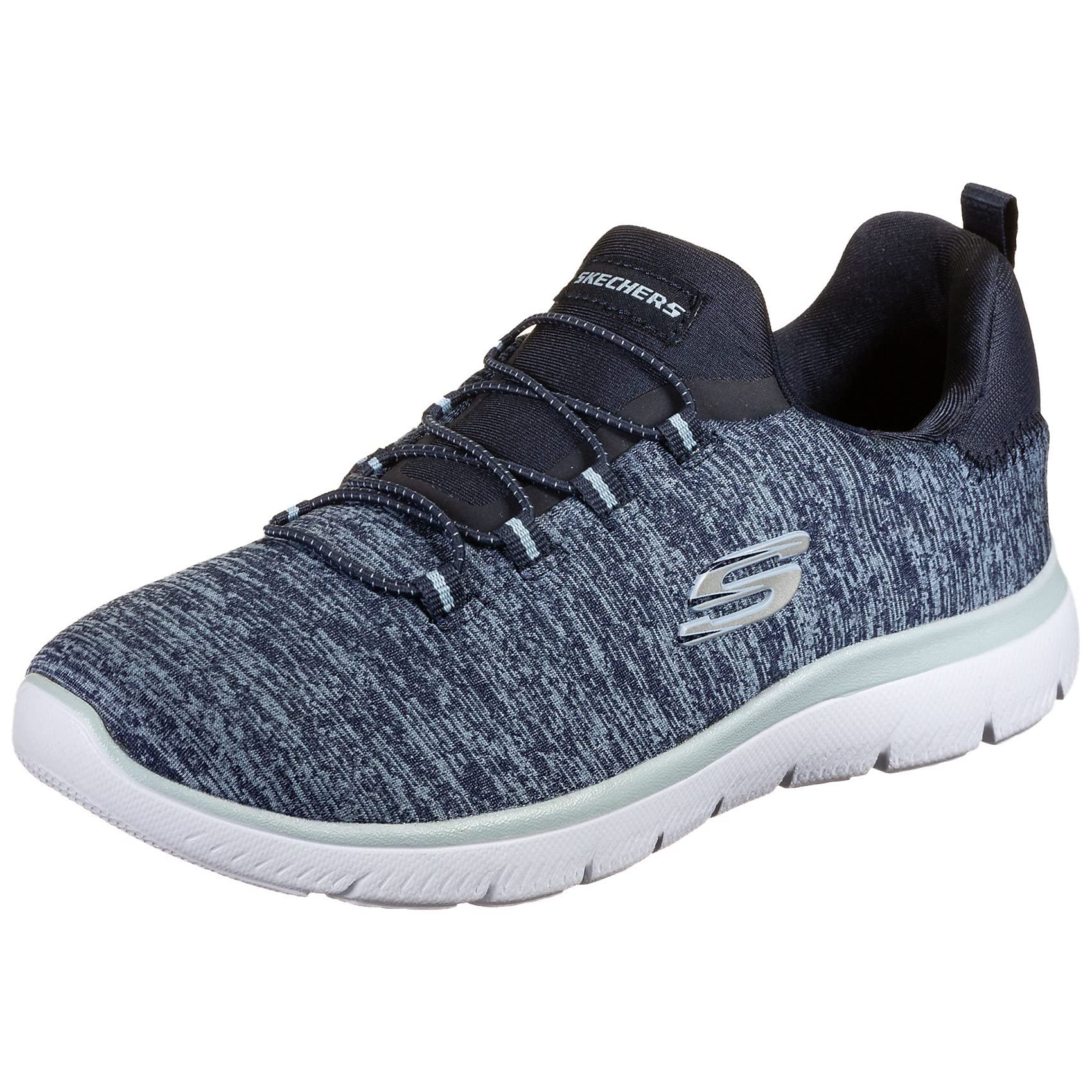 Craques Skechers womens slip on sneakers in navy blue with white sole and cushioned design