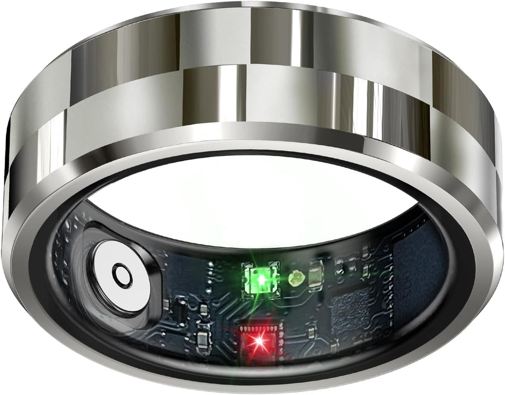 Craques smart ring health tracker with sleek metal design showing internal sensors and LED indicators