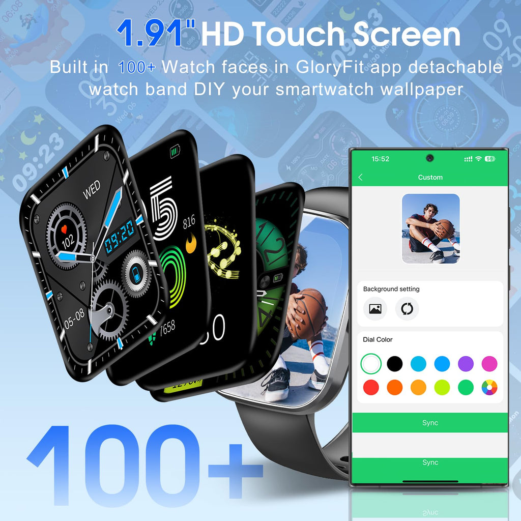 Craques smartwatch with call function featuring 1.91 inch HD touch screen and customizable watch faces