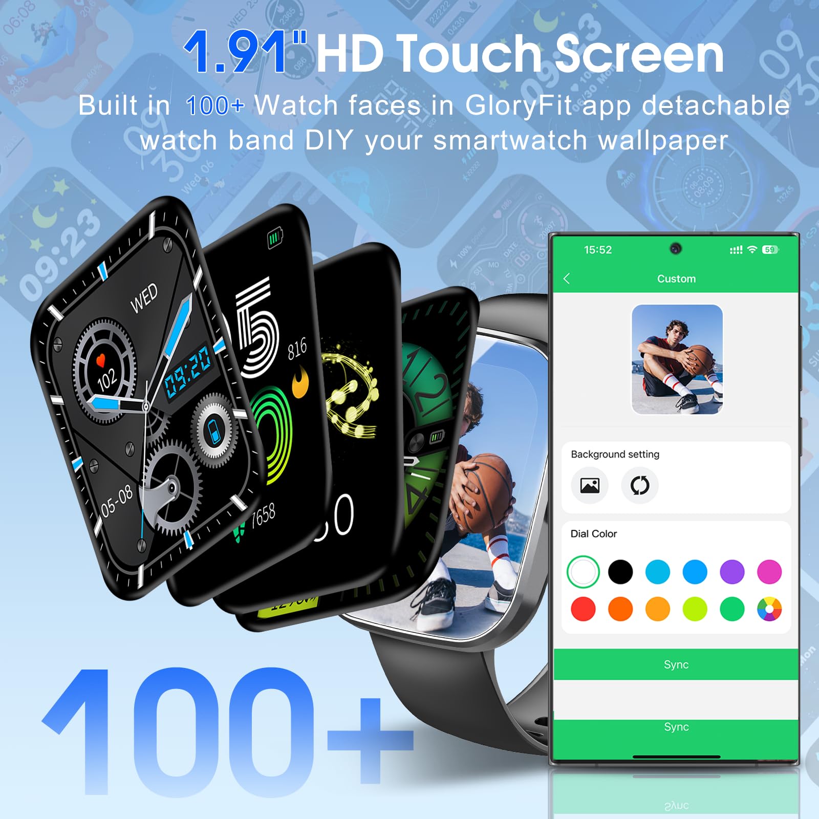 Craques smartwatch with call function featuring 1.91 inch HD touch screen and customizable watch faces
