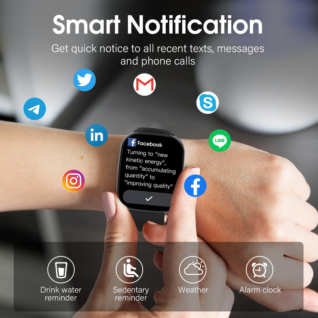Craques smartwatch with call function showing smart notifications and app alerts on wrist