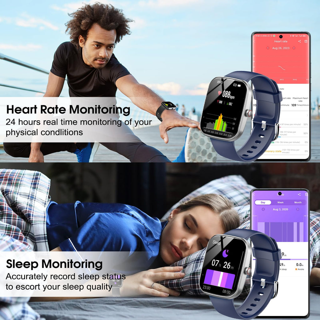 Craques smartwatch with call function showing heart rate and sleep monitoring features on display