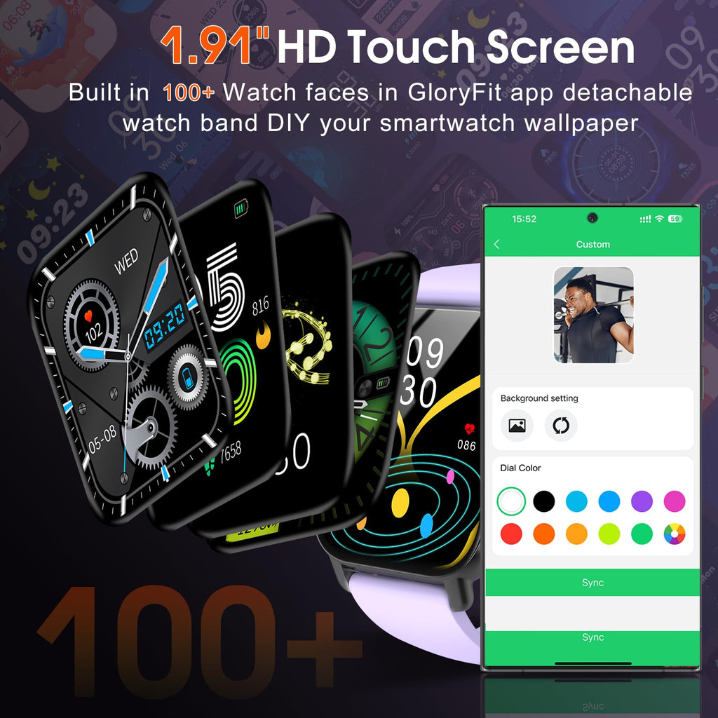 Craques smartwatch with call function showing 1.91 inch HD touch screen and customizable watch faces