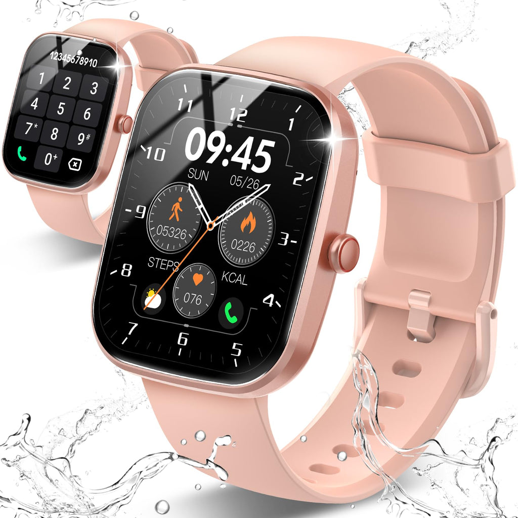 Craques rose gold smartwatch with call function displaying time, steps, calories, and waterproof design