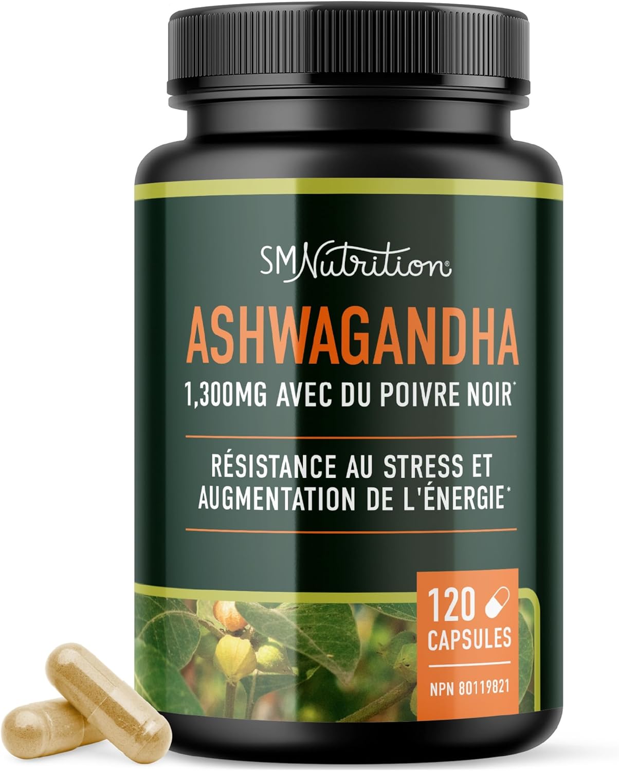 Craques Ashwagandha supplement 1300mg bottle with 120 capsules for stress resistance and energy boost