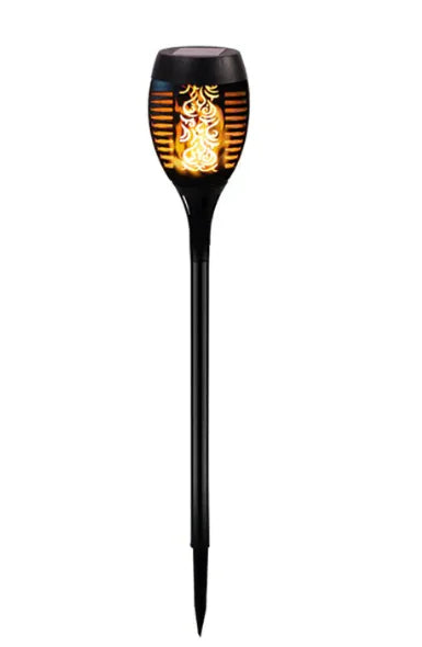 Craques solar flame outdoor light with black stake and realistic flickering flame design