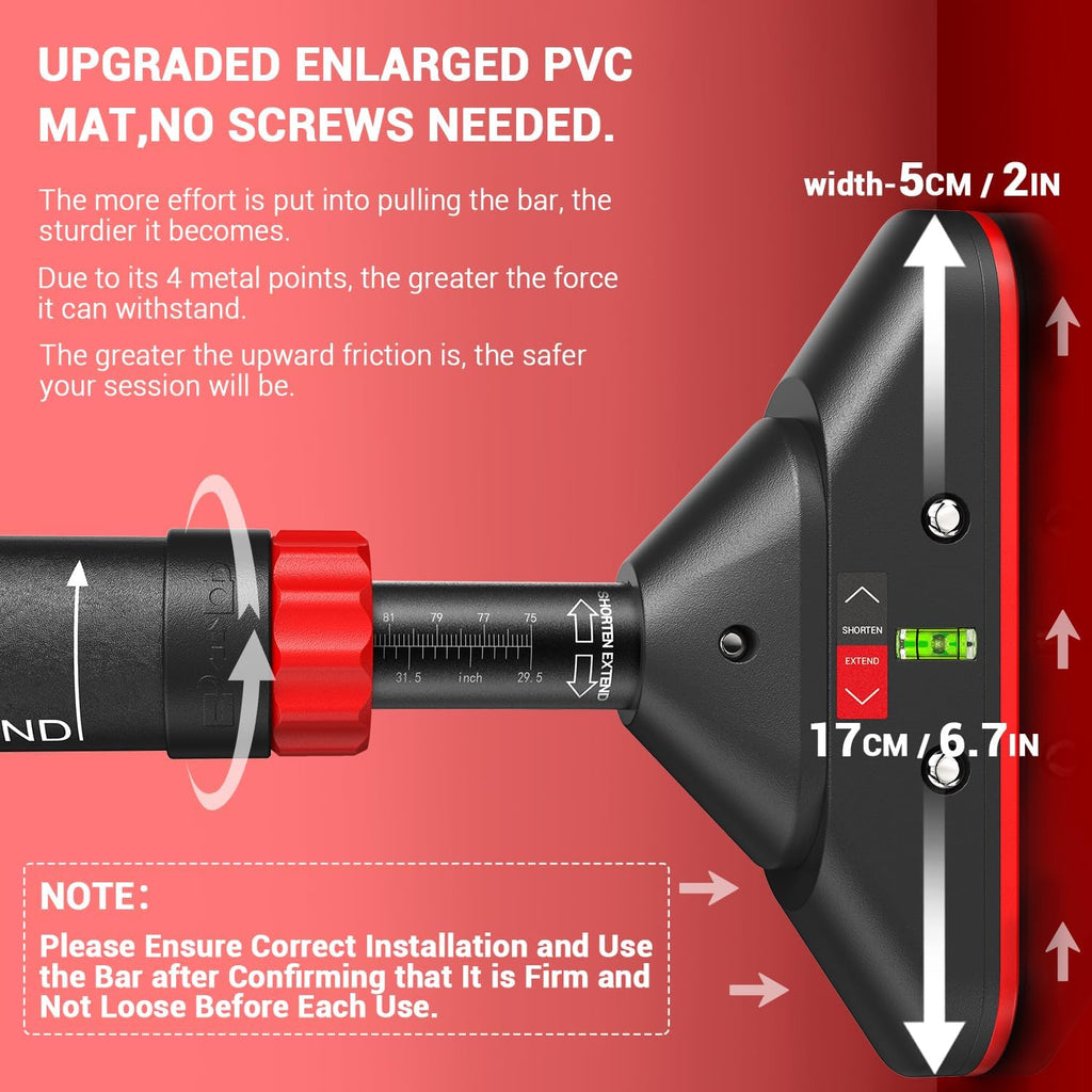 Craques pull up bar no screws with upgraded enlarged PVC mat and adjustable secure installation