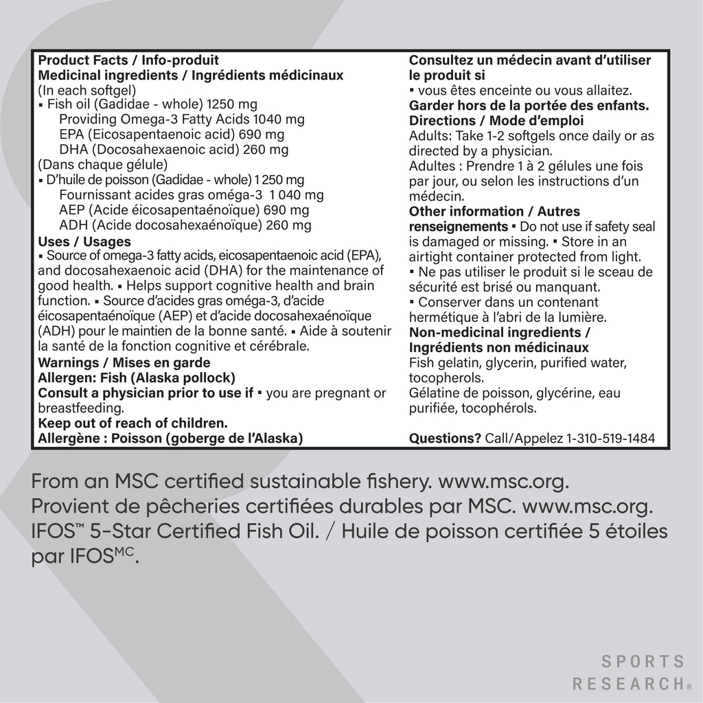 Craques triple strength omega 3 fish oil supplement bottle label with dosage and health benefits information