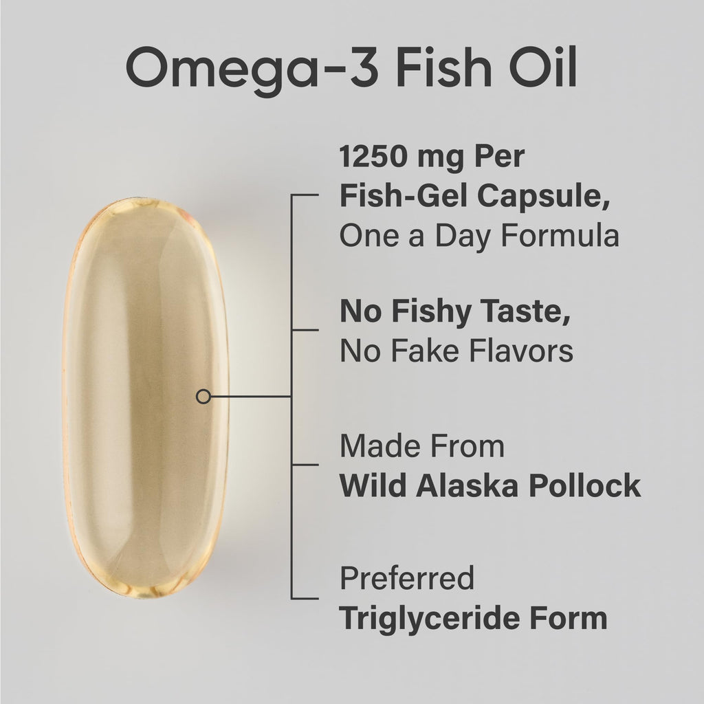 Craques triple strength omega 3 fish oil softgel capsule with 1250 mg per serving and wild Alaska pollock