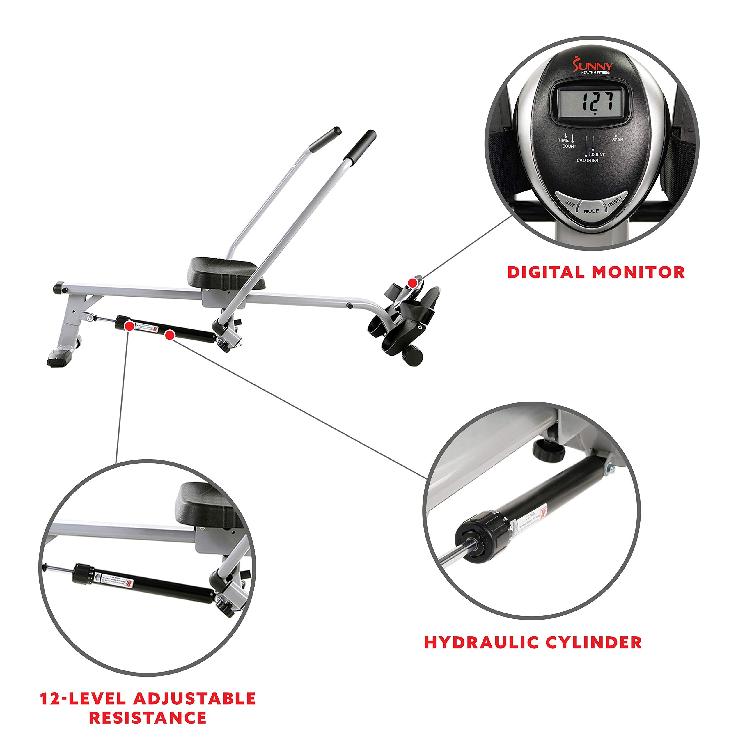 Craques compact rowing machine for home gym with digital monitor hydraulic cylinder and adjustable resistance