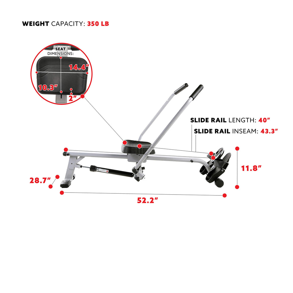 Craques compact rowing machine for home gym with steel frame and cushioned seat dimensions